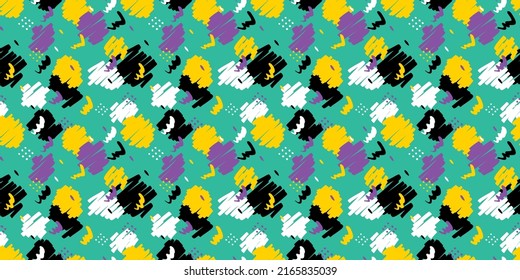 Doodle da forma al fondo. Patrón sin foco. Vector.