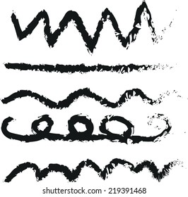 doodle shapes, line, charcoal line art vector