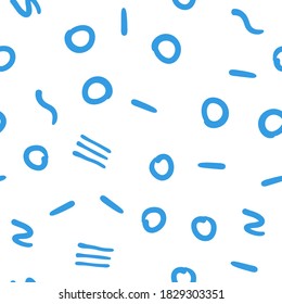 Doodle shapes random seamless pattern. Hand drawn linear objects texture background.