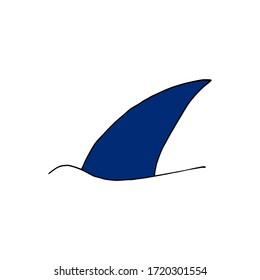 Doodle shark fin. hand drawn of a shark fin isolated on a white background. Vector illustration sticker, icon, design element