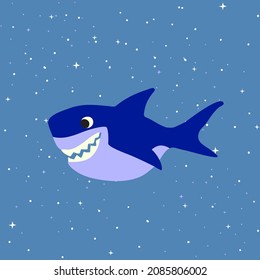 Doodle Shark Fish, Hand Drawn Vector Illustration.