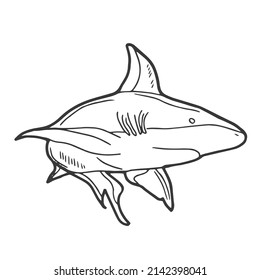 Doodle Shark Icon. Line art in vector format