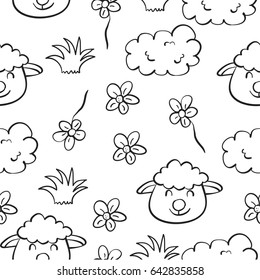 Doodle of sheep hand draw style