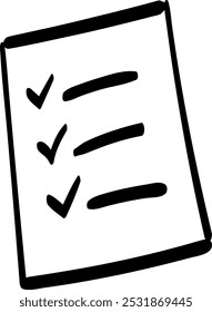 A doodle of a sheet with a to-do list, exam, form, selection, tasks, and survey.