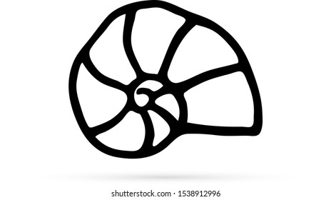 doodle shellfish icon, kids hand drawing, vector illustration