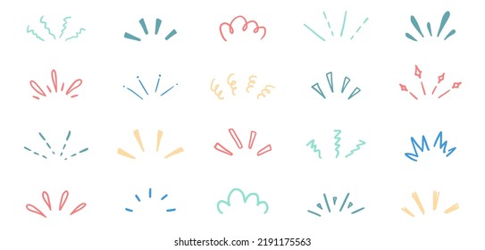 Doodle shine sunburst sparkle ray elements. Hand drawn pop surprise line frame for title headline illustration. Doodle vector illustration. - Shutterstock ID 2191175563