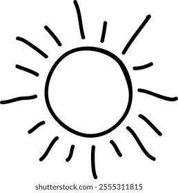 Doodle Shining Sun Vector Illustration