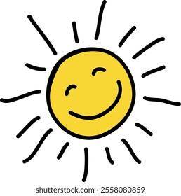 Doodle Shining Sun Vector Illustration