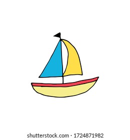 Doodle ship. hand drawn of a ship isolated on a white background. Vector illustration sticker, icon, design element