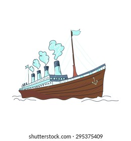 doodle ship, isolated on the white background, excellent vector illustration, EPS 10