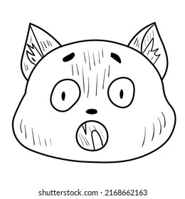 Doodle Shocked Cat Emotion Heademoji Icon Stock Vector (Royalty Free ...