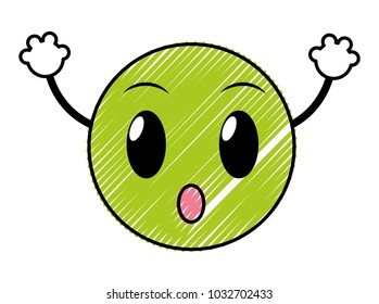 doodle shocked emoji face expression with arms