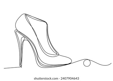 Doodle Shoe Symbol Curve Sketch Silhouette. Doodle Hi Hill Shoe Sketch gezeichnet eine kontinuierliche Linie Shoe Female Fashion Symbol Element. Modernes Shoe Craft Shop Werbung Flyer Banner Print Design Art