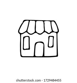 Doodle shop vector illustration. Hand drawn store vector illustration on white background