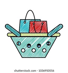 doodle shopping bag inside commer basket shop