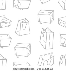 doodle shopping bag seamless pattern. Shopping Bag Doodle pattern background. Shopping Bag Pattern in Doodle Style. paper bag pattern background.