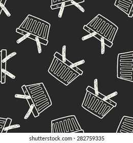 doodle shopping basket seamless pattern background