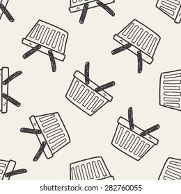 doodle shopping basket seamless pattern background