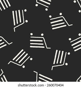 Doodle Shopping cart seamless pattern background