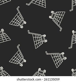 Doodle Shopping cart seamless pattern background