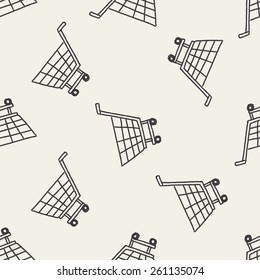 Doodle Shopping cart seamless pattern background