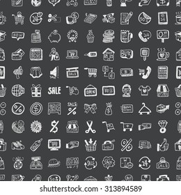 doodle shopping, seamless pattern background