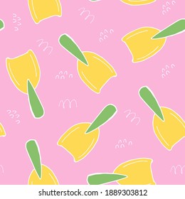 Doodle Shovel Garden nahtloses Muster. handgezeichnet Hintergrund. Vektorgrafik