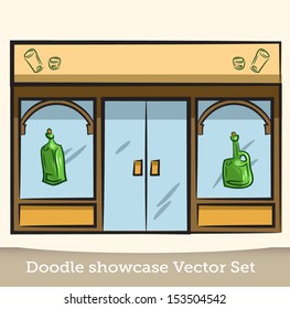 Doodle showcase bottle vector set