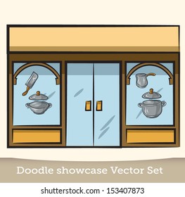 Doodle showcase dishes vector set