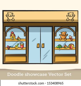 Doodle showcase toy vector set