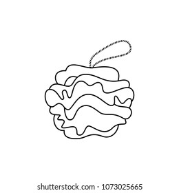 Doodle Shower Scrubber. Shower Puff vector icon on white background