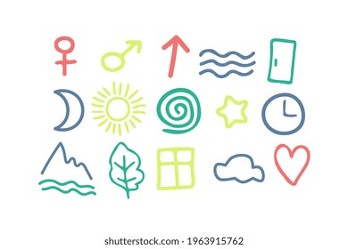 Doodle signs isolated vector collection