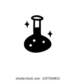 doodle silhouette black magic potion isolated on white background