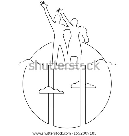 Doodle silhouette Statue of Welcome Statue (one of statue in Jakarta, Indonesia). In Indonesian language called as patung selamat datang