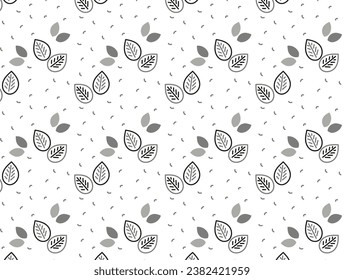 Doodle simple Abstract línea de hoja doodle sin fisuras.  Vector de fondo de hoja.