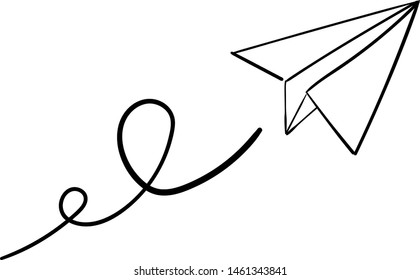 doodle simple airplane isolated vector illustration 