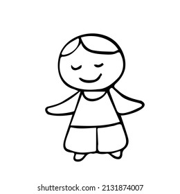 Doodle simple boy icon in line. Vector childish boy sketch