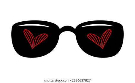 Doodle simple eyeglasses icon, summer season accessory.
