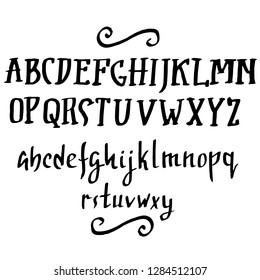 Doodle simple grunge font. Hand drawn letterss. Typography vector illustration.