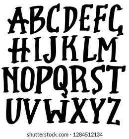 Doodle simple grunge font. Hand drawn letterss. Typography vector illustration.
