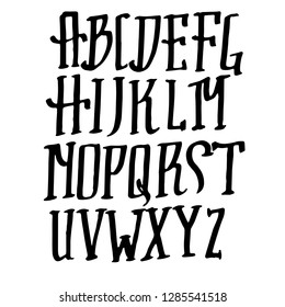 Doodle simple grunge font. Hand drawn letterss. Typography vector illustration.