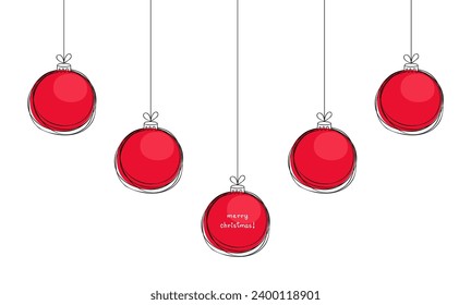 Doodle simple modern red christmas ball