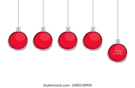 Doodle simple modern red christmas ball