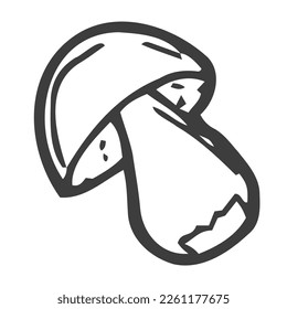 Doodle simple mushroom icon. Hand drawn style illustration.