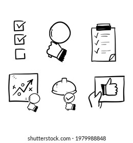 doodle Simple Set of Inspection Related Vector Line Icons illustration hand drawing style