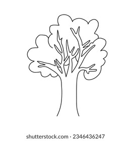 Doodle simple tree, Line art coloring page design element for teaching materials