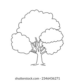 Doodle simple tree, Line art coloring page design element for teaching materials