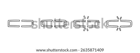 Doodle simple unlink icon set. Weak disconnect outline broken gap unlink collection. Vector illustration