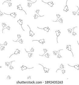 Doodle simple vector seamless pattern of hand-drawn flowers. Seamless random pattern of hand-drawn flowers. Isolated on white background.