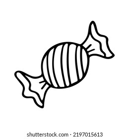 Doodle de caramelo aislado en fondo blanco. Ilustración de caramelos dibujada a mano por vectores. Decoración.